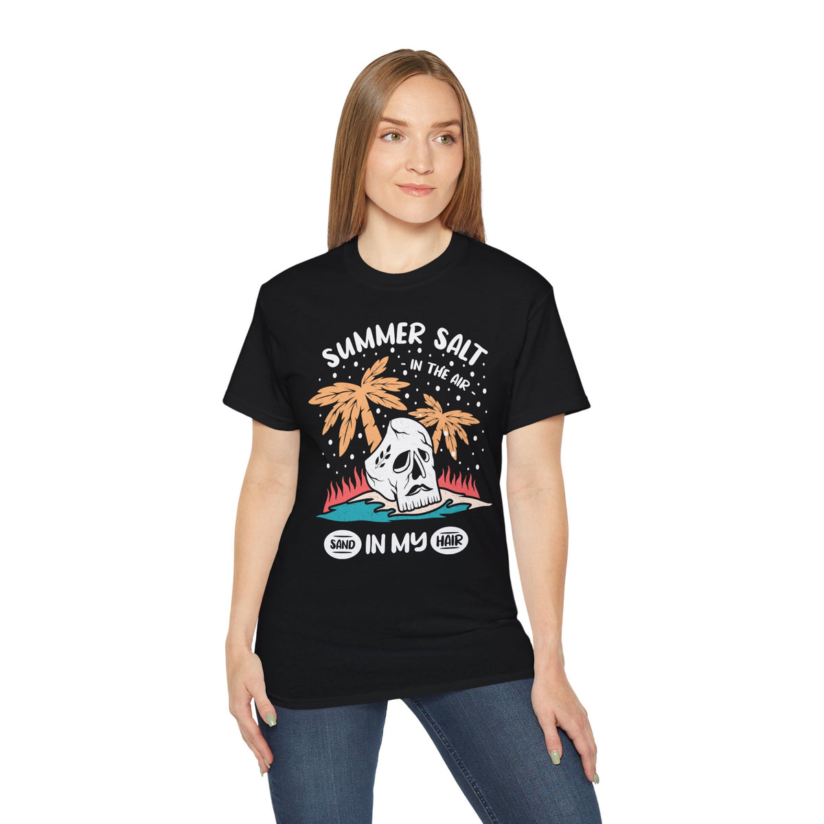 Summer Salt Skull Tee | Palm Trees Beach Vibes Graphic Shirt
