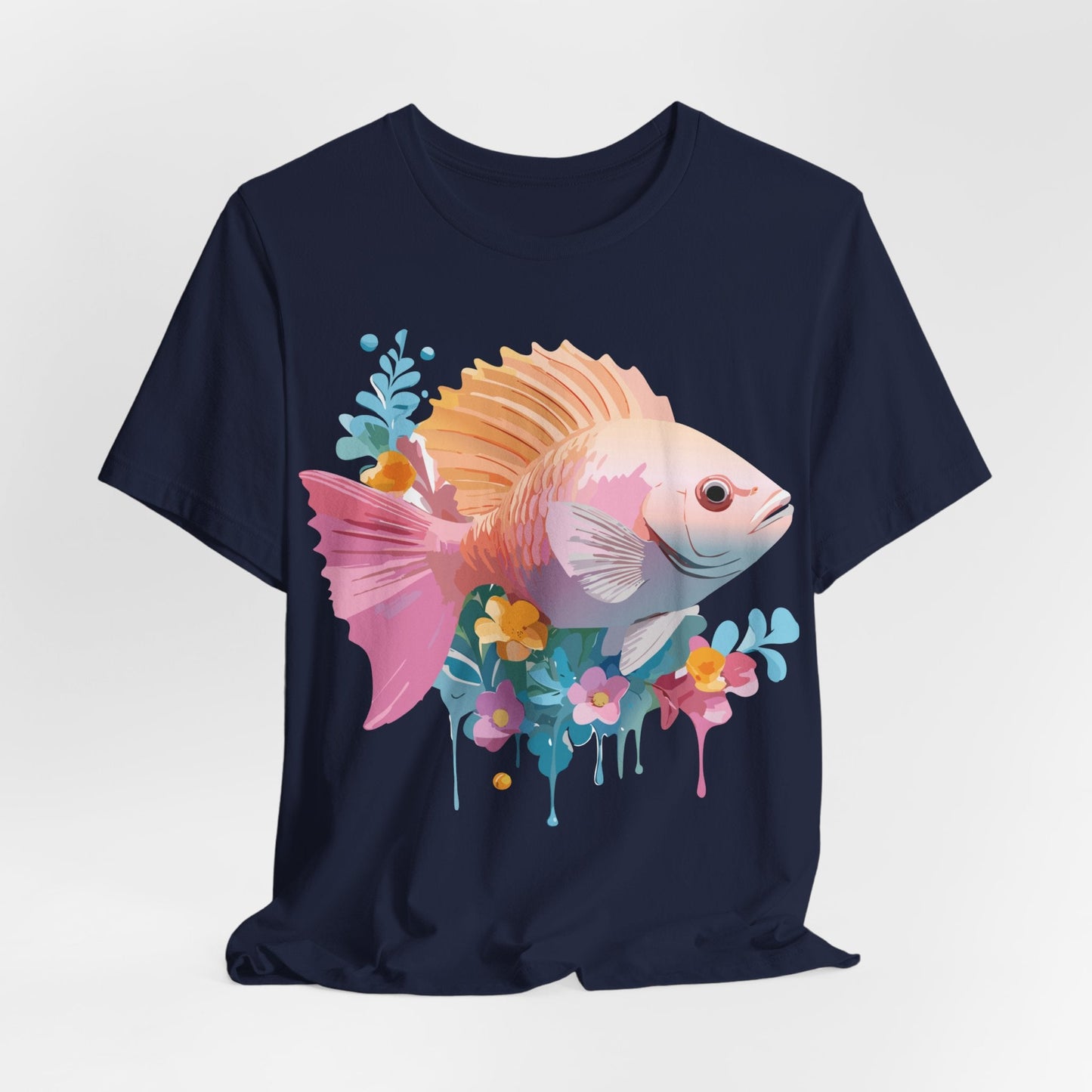 Adelpha Fish Graphic Tee Unisex Short Sleeve Shirt Vintage Inspired Art Design Collection