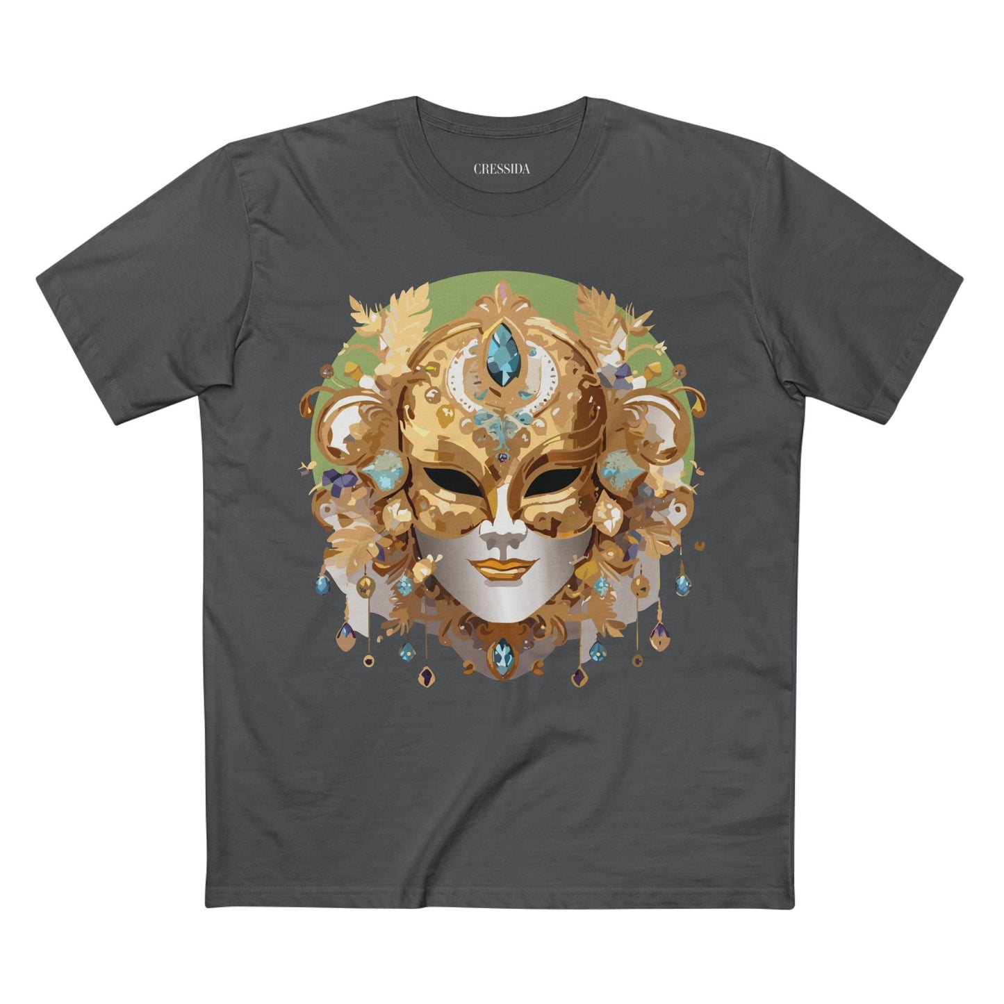Carnival Mask Graphic T-Shirt Unisex 100 Cotton With Antique Gold Art Design Tee 11