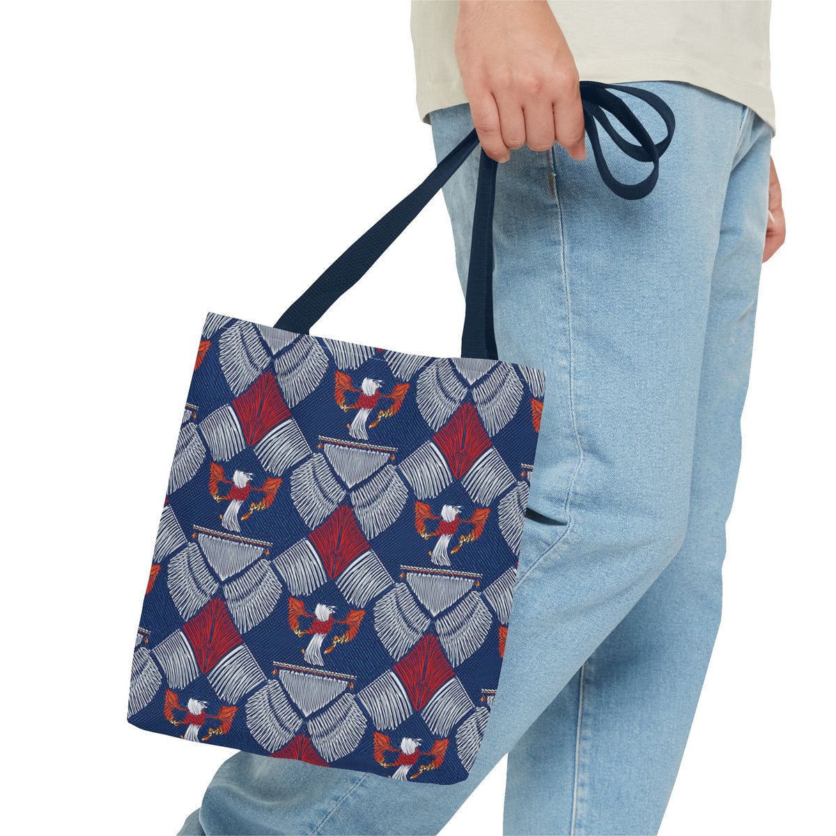 4th of July Graphic Denim Fabric Imitation Print Unisex Canvas Bag Poly Spun 3 Sizes Tote Bag 200-3
