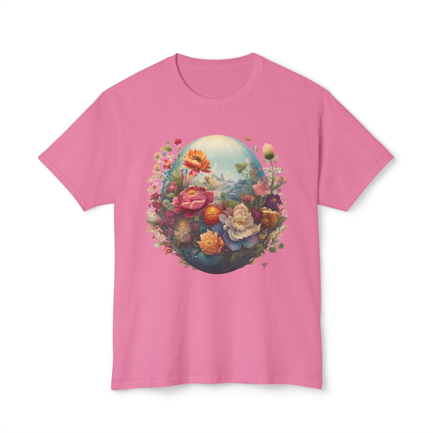 Unisex Floral T Shirt With Vintage Flower Art Print Cotton Tee For Men Women Everyday Wear