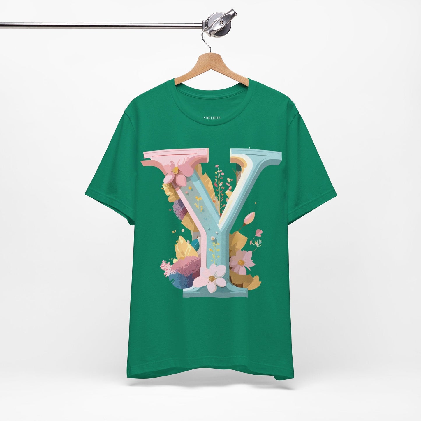 Letter Y Shirt Unisex Graphic Tee Vintage Inspired Artwork Adelpha Short Sleeve Design