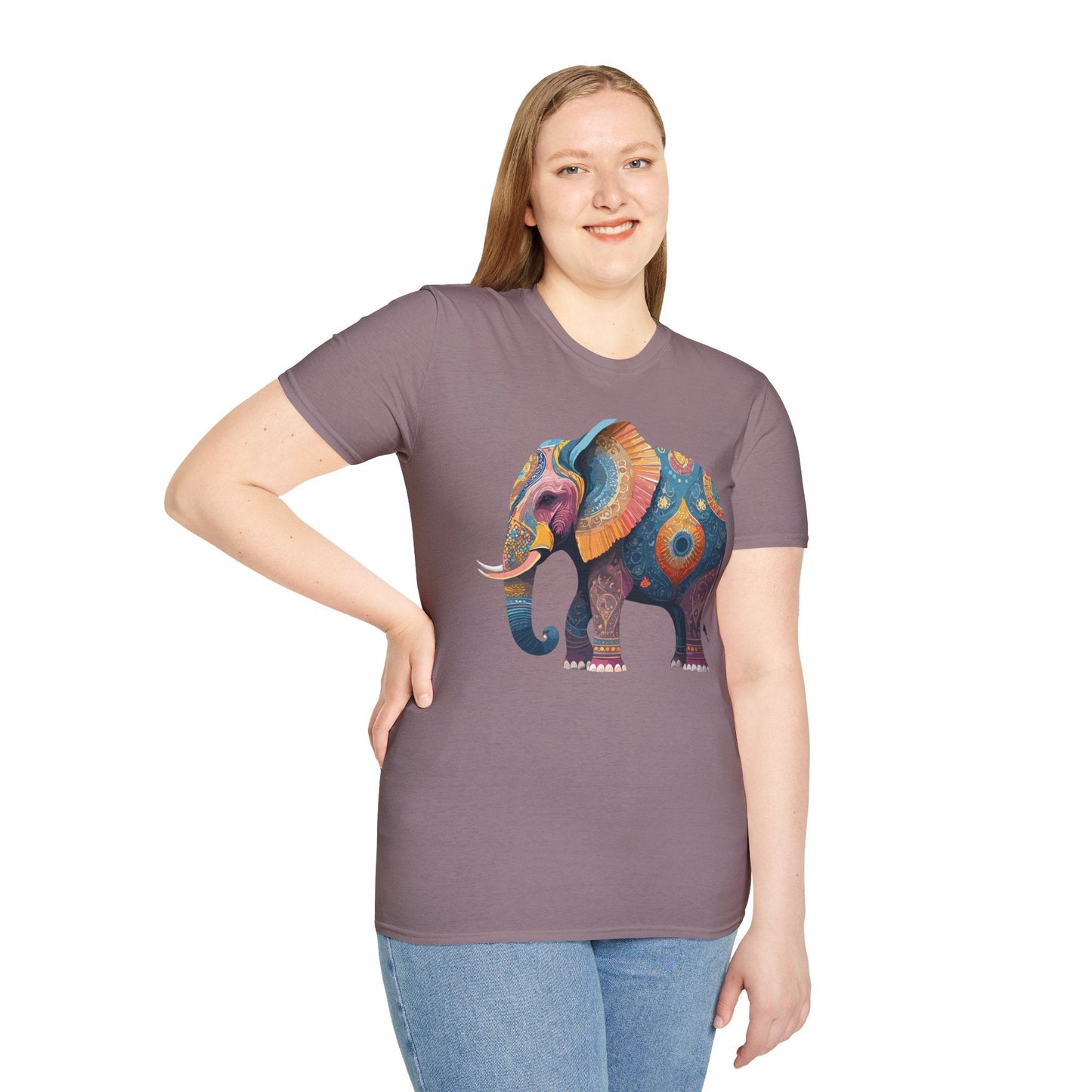 Elephant T Shirt Unisex Gildan Softstyle 64000 Tee With Animal Elephant Graphic Artwork