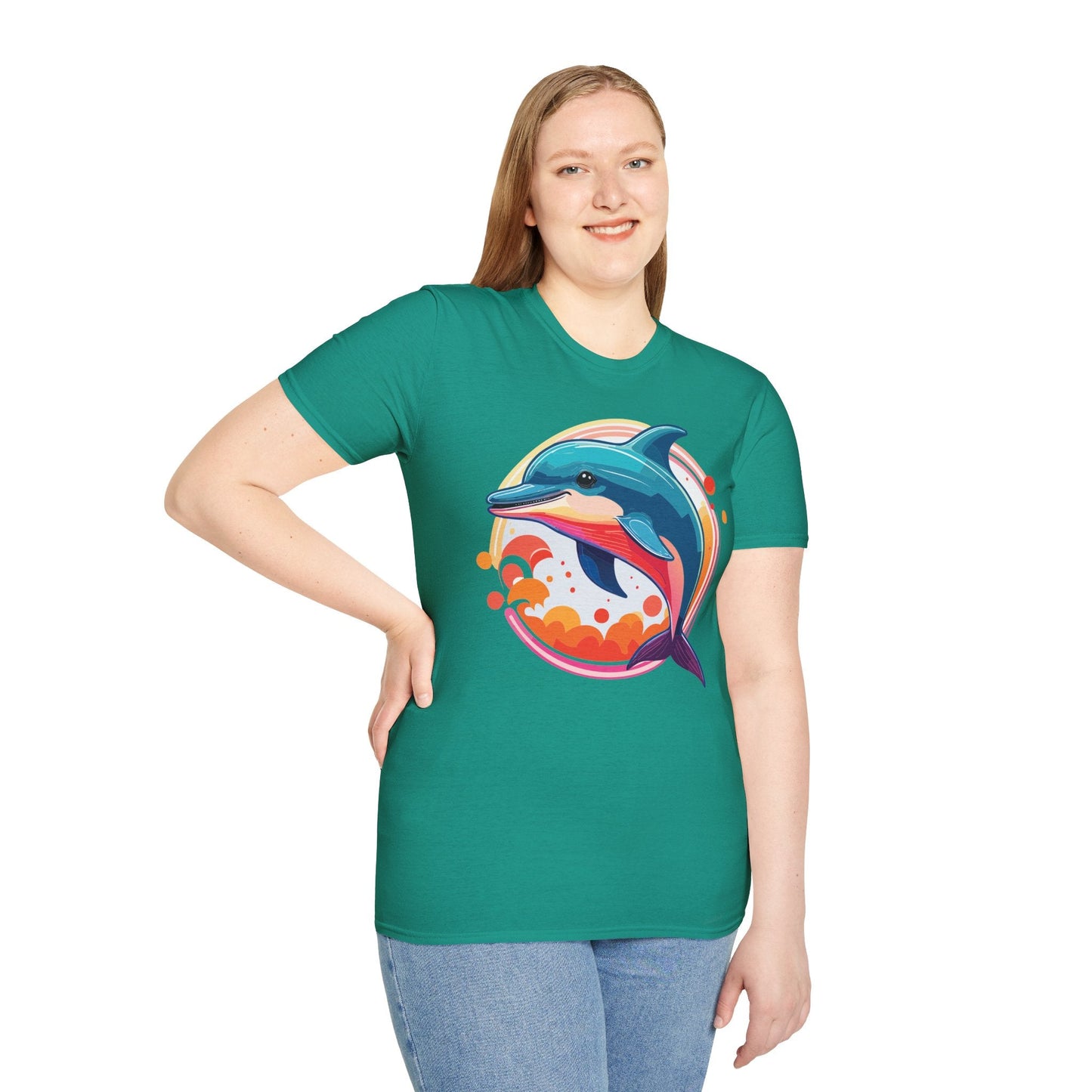 Dolphin Shirt Unisex Softstyle Tee Short Sleeve 100 Percent Ring Spun Cotton Gildan 64000