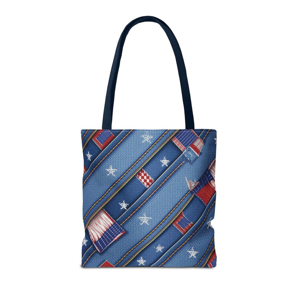 4th of July Graphic Denim Fabric Imitation Print Unisex Canvas Bag Poly Spun 3 Sizes Tote Bag 200-16