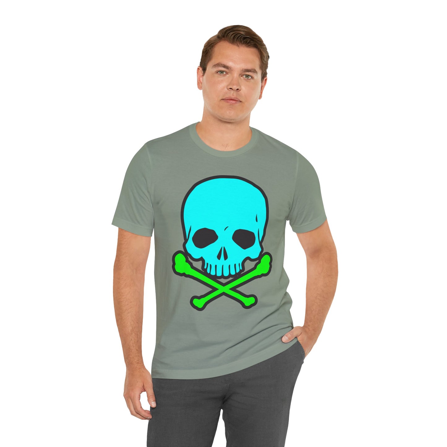 Blue Skull Graphic Design Tee, Skull Shirt, Vintage Tees, Art Design T-Shirt, Vintage Graphic Tee, Art Shirts with Skulls