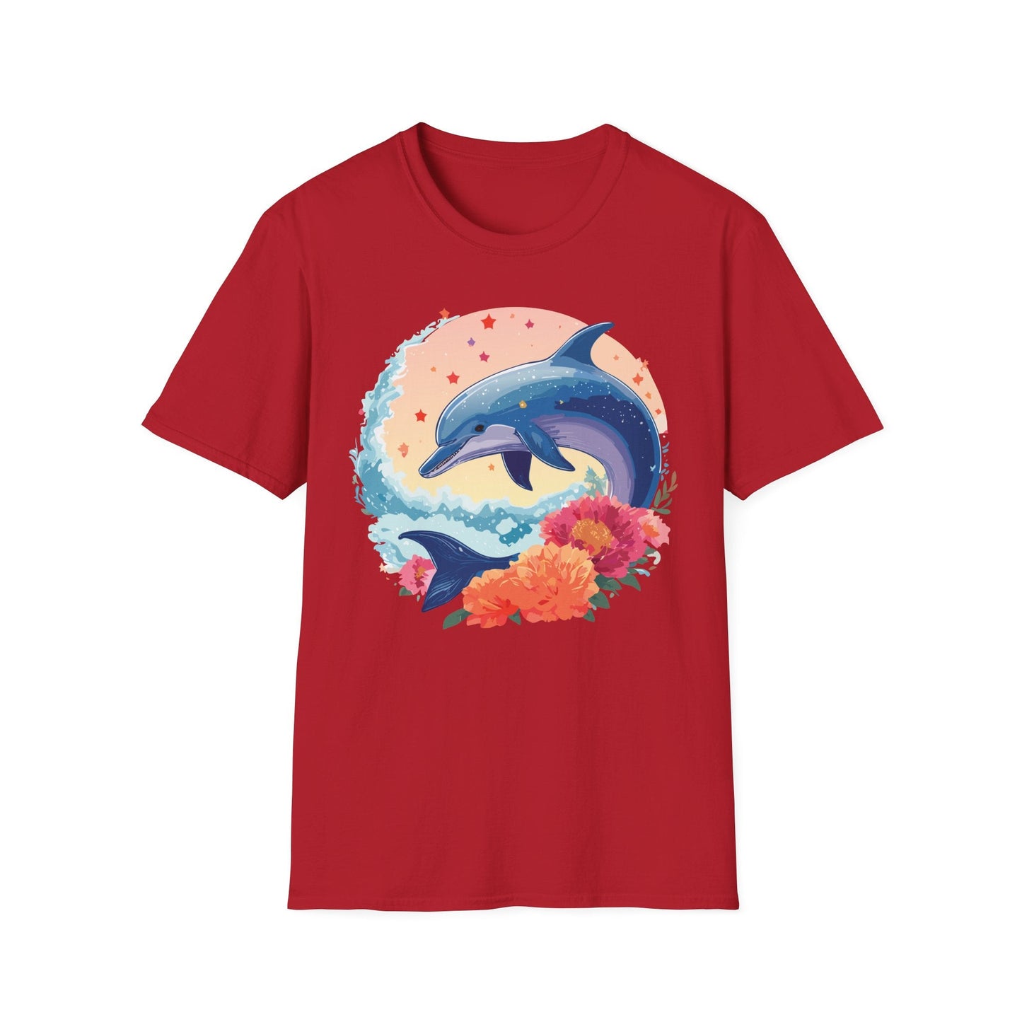 Dolphin Shirts Unisex Tee 100 Percent Ring Spun Cotton Gildan Softstyle 64000 For Everyday Comfort
