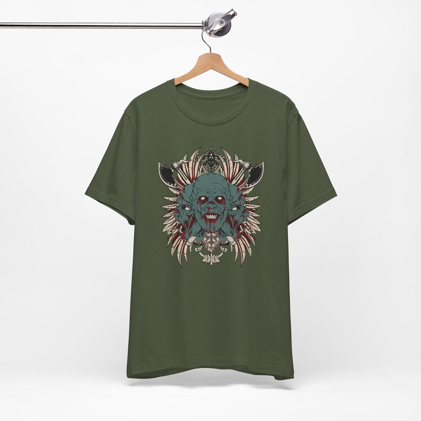 Zombie Skull Mandala T-Shirt Horror Graphic Tee, Gothic Skull Art-54-2