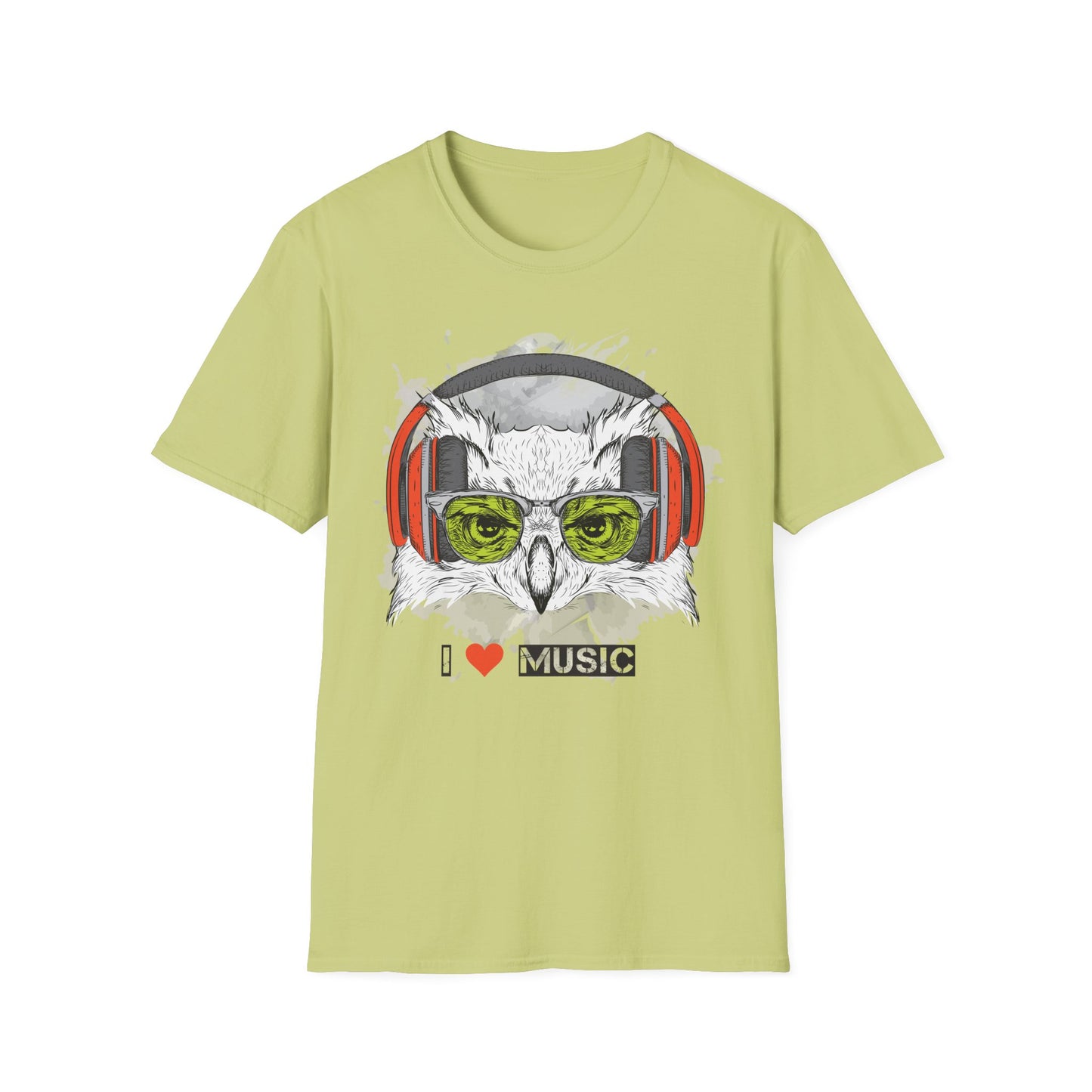 Music Owl T-Shirt Unisex Cotton Short Sleeves I love Music Graphic Tee