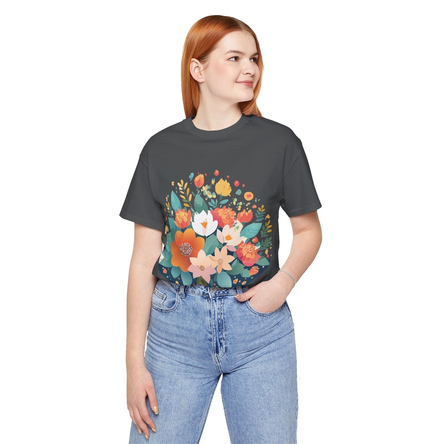 Floral Flowers Shirt Unisex Lightweight Breathable Jersey Tee Floral Pattern Short Sleeve