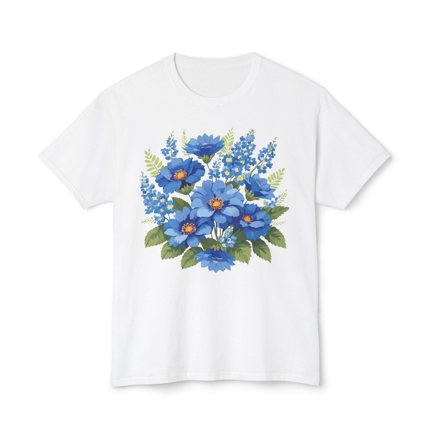 Unisex Floral Art T Shirt Cotton Tee With Vintage Flowers Art Print Breathable USA Made