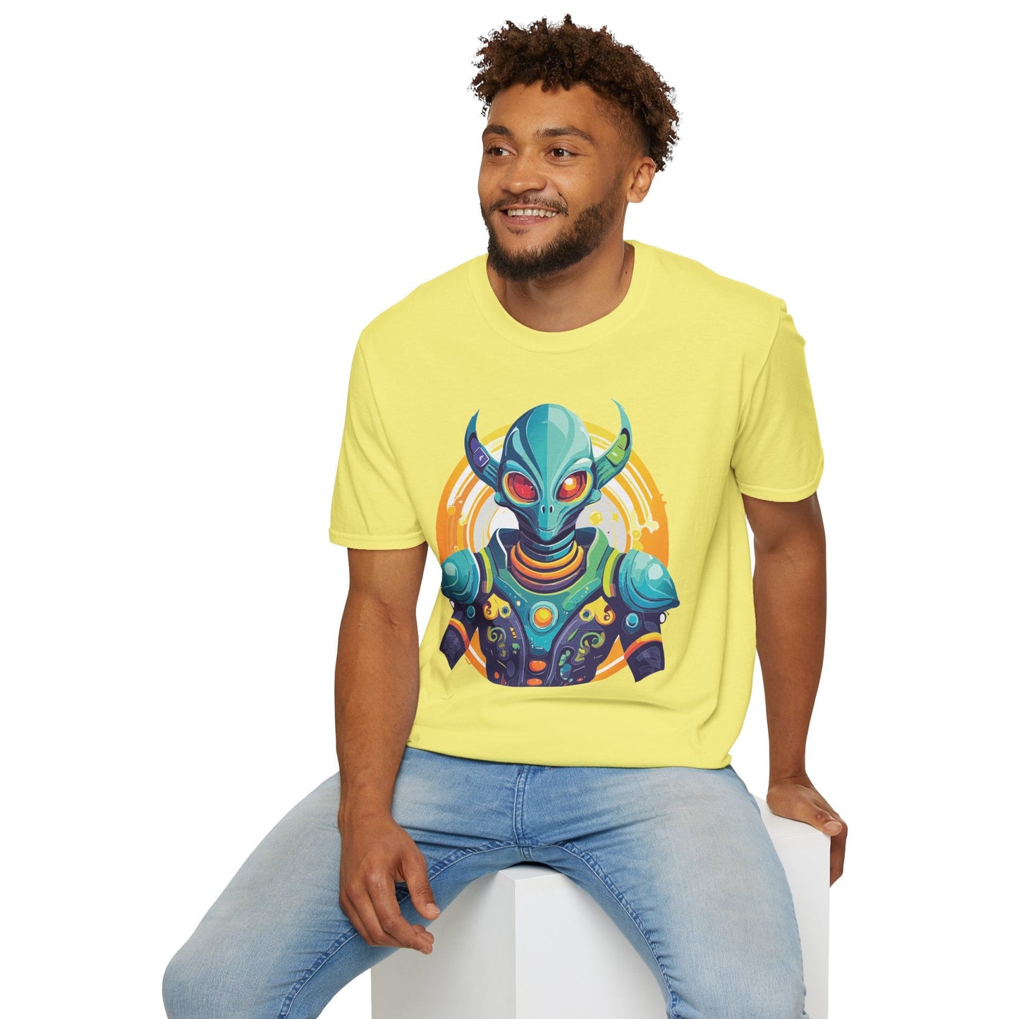 Alien T Shirt Cosmos Design Unisex Softstyle Cotton Tee With Aliens Art Graphic Print