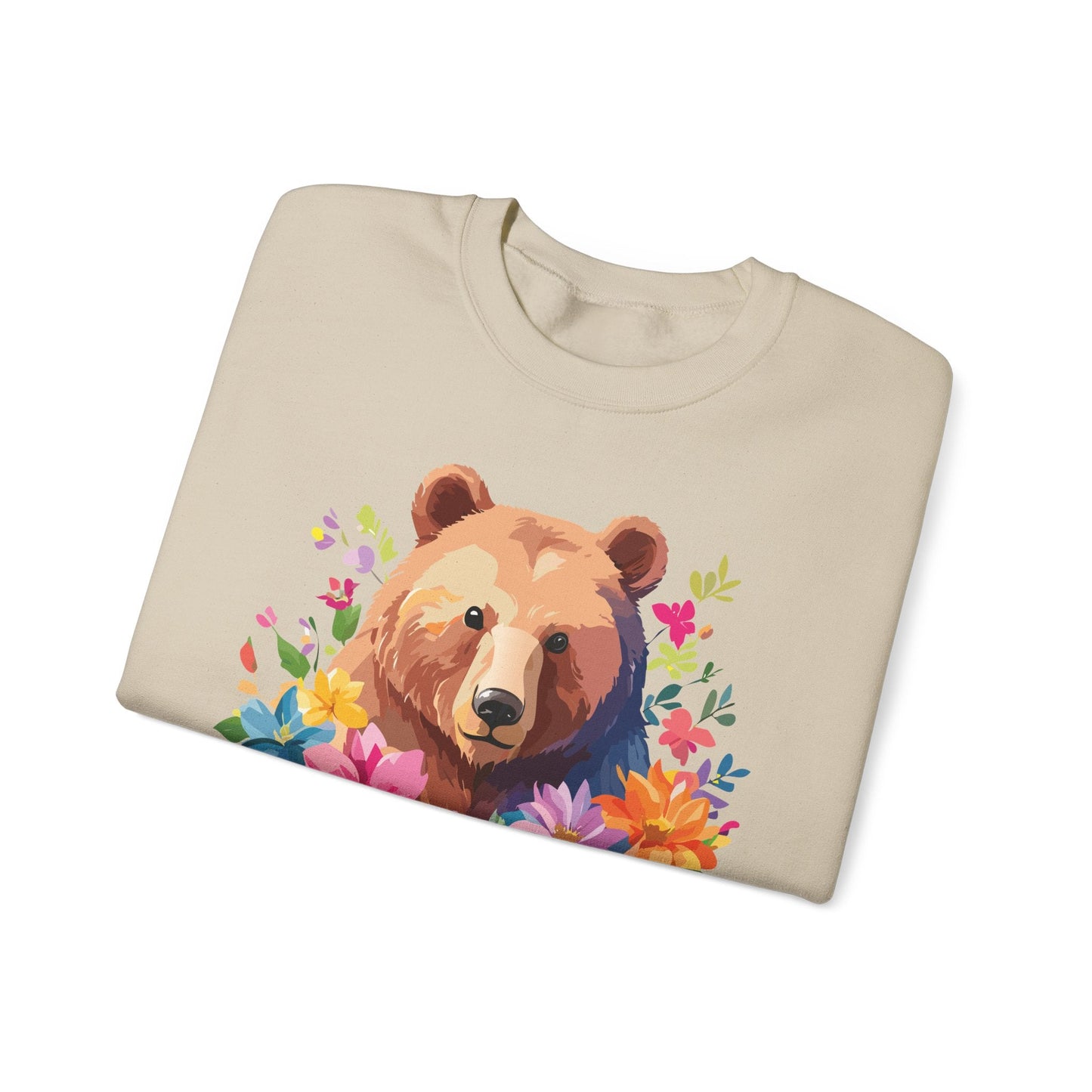 Unisex Floral Bear Sweatshirt With Art Design Animals Sweatshirt