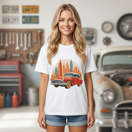 Retro Car Vintage Graphic Tee Staple Unisex 100 Cotton Tee Shirt - RC-2