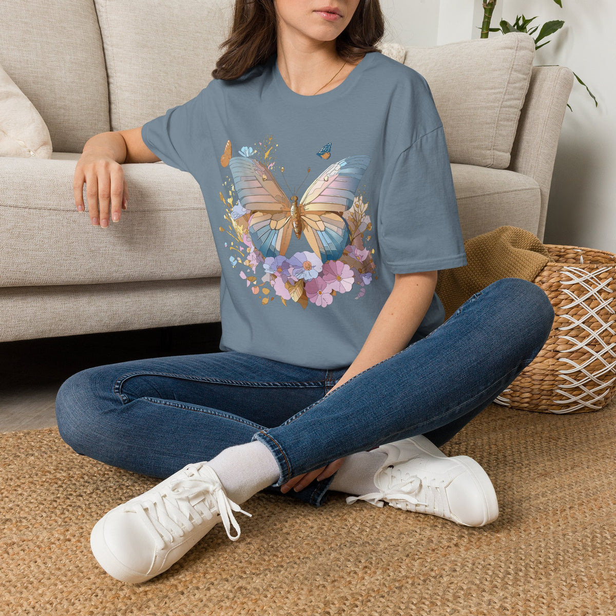 Butterfly Floral Tee — Pastel Garden Butterfly Graphic Tee Unisex 100 Cotton Gildan T-Shirt