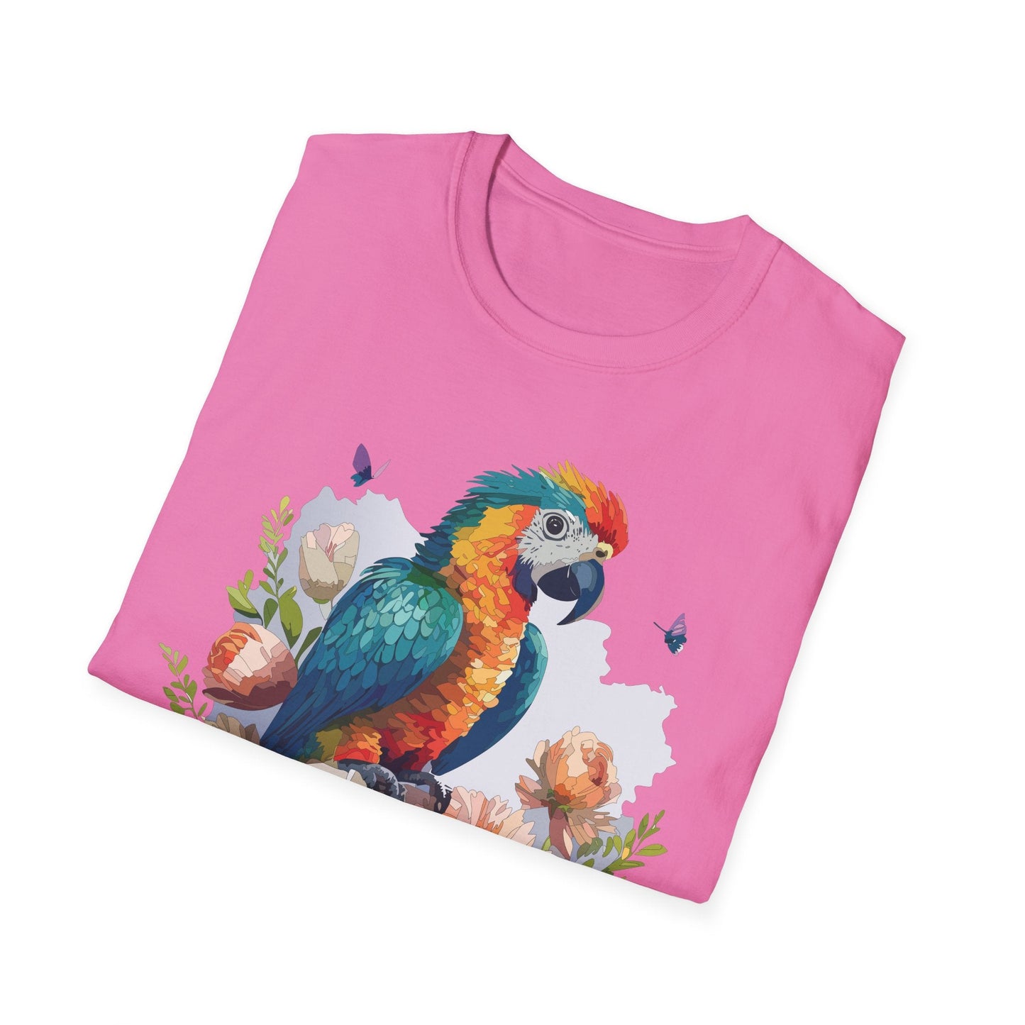 Bird T Shirt Floral Bird Print Unisex Softstyle Cotton Tee Animal Graphic Tee For Everyday Wear