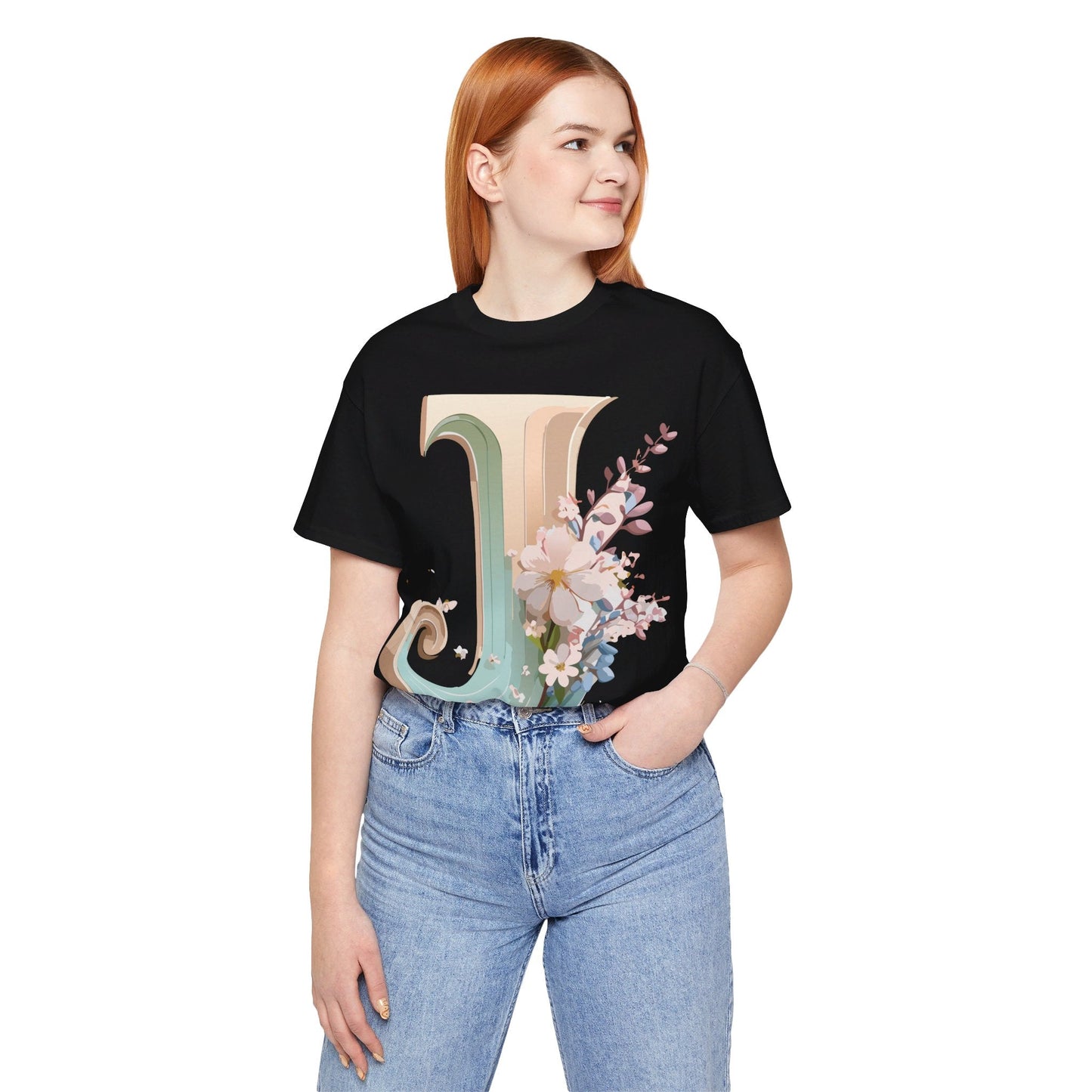 Letter J Graphic Tee Unisex Vintage Inspired Art From Adelpha Short Sleeve Shirt