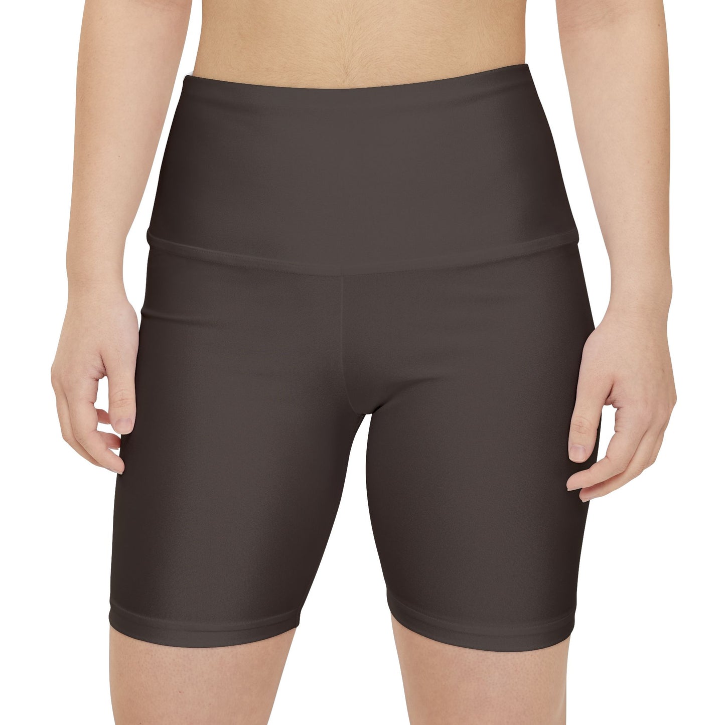 Taupe Women's High-Waist Workout Shorts — Seamless Biker Activewear