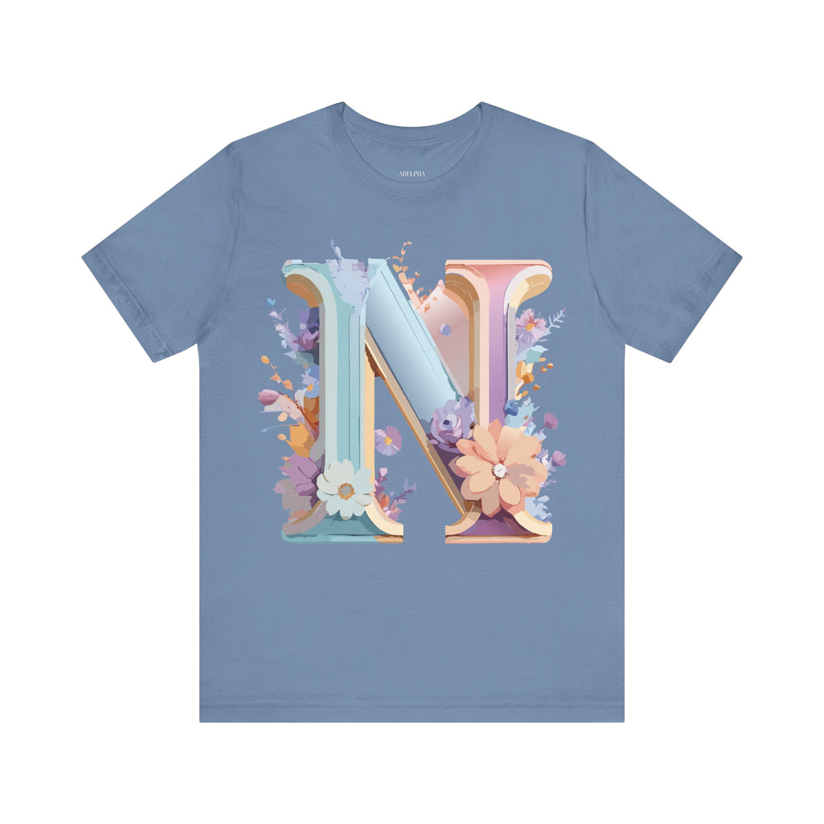 Letter N Graphic Unisex Cotton Bella+Canvas Tee with Art Letter Design