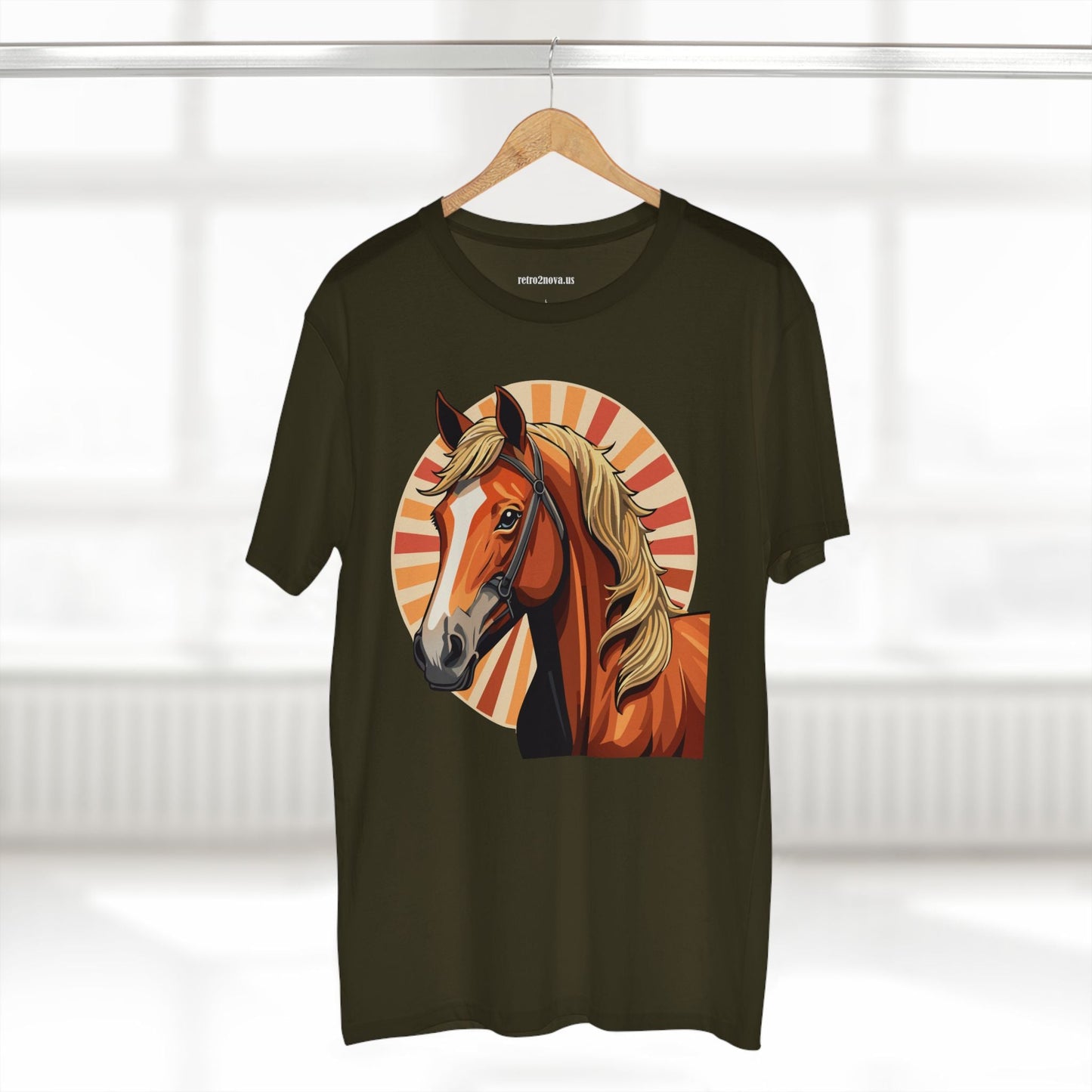 Unisex Premium Cotton Art Tee Featuring Horse Illustration Retro2Nova Animals Shirt Collection For All Seasons
