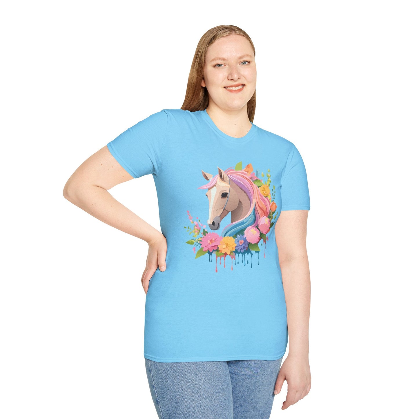 Unisex Horse Shirt Soft Cotton Tee With Animal Artwork Gildan Softstyle
