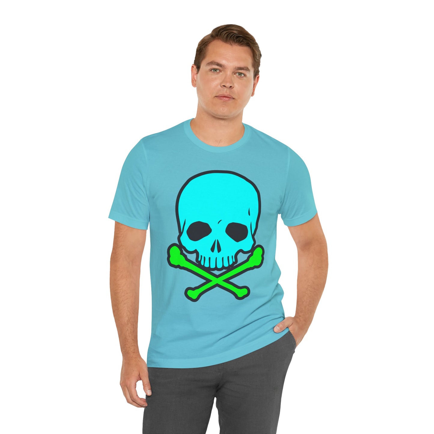 Blue Skull Graphic Design Tee, Skull Shirt, Vintage Tees, Art Design T-Shirt, Vintage Graphic Tee, Art Shirts with Skulls