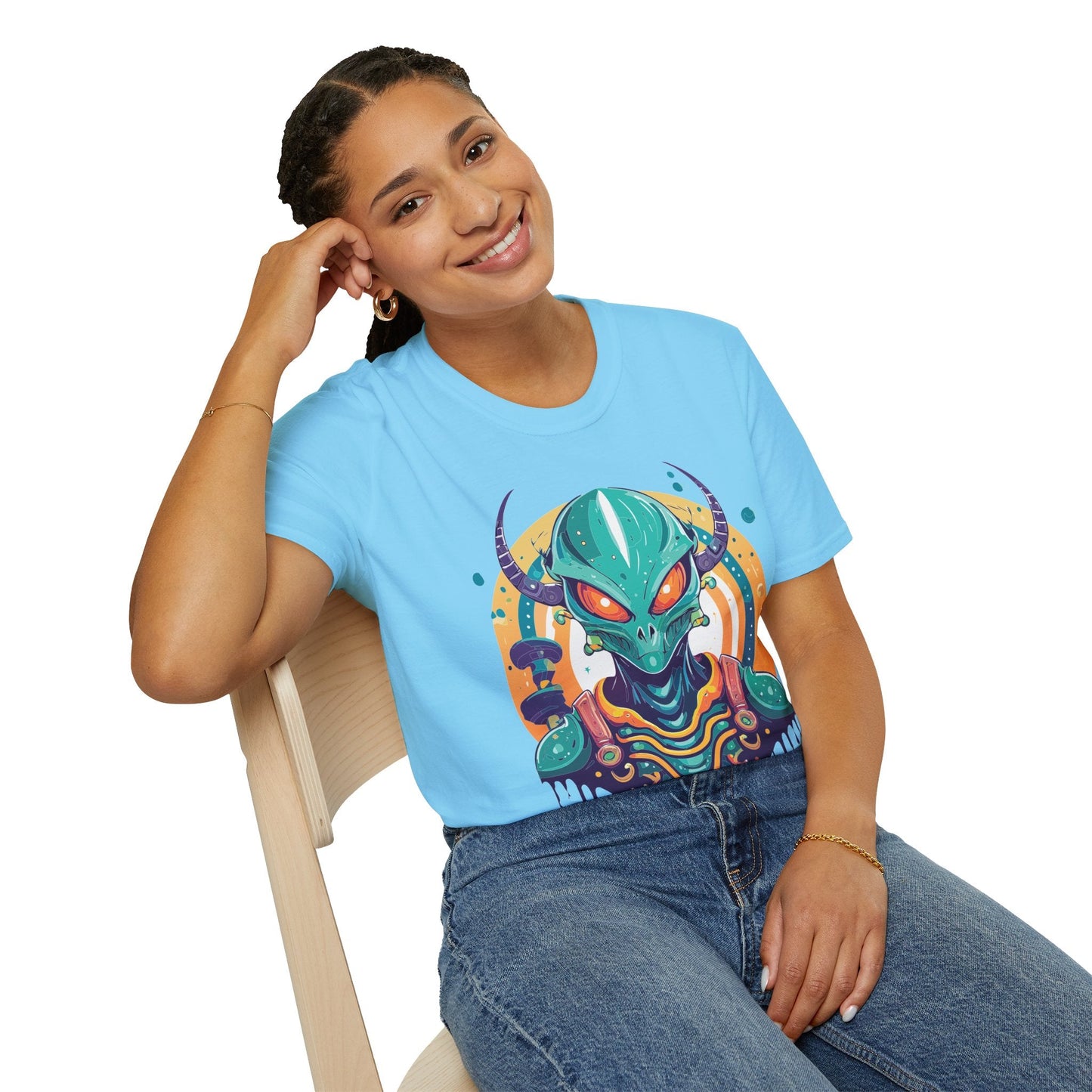 Alien Graphic Unisex Cotton Softstyle UFO Artwork Tee 14