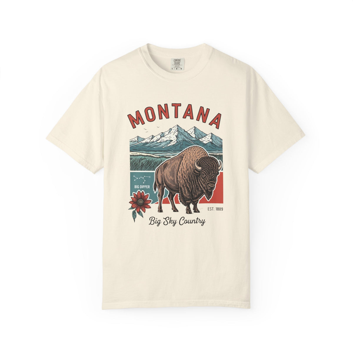 Montana Graphic Unisex Heavyweight Garment-Dyed Travel Tourist Graphic Gift Tee 100 Cotton Comfort Colors T-Shirt