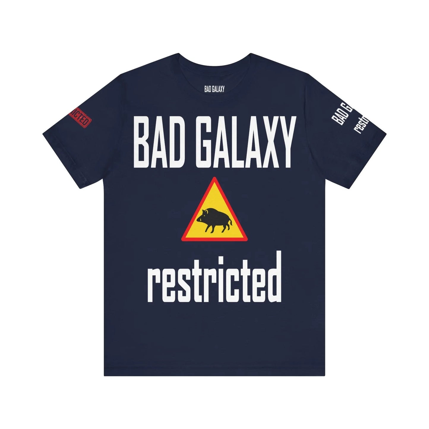 Tee Shirt With Red Stamp From Bad Galaxy Made To Order 100 Percent Cotton USA Printed With Eco Inks