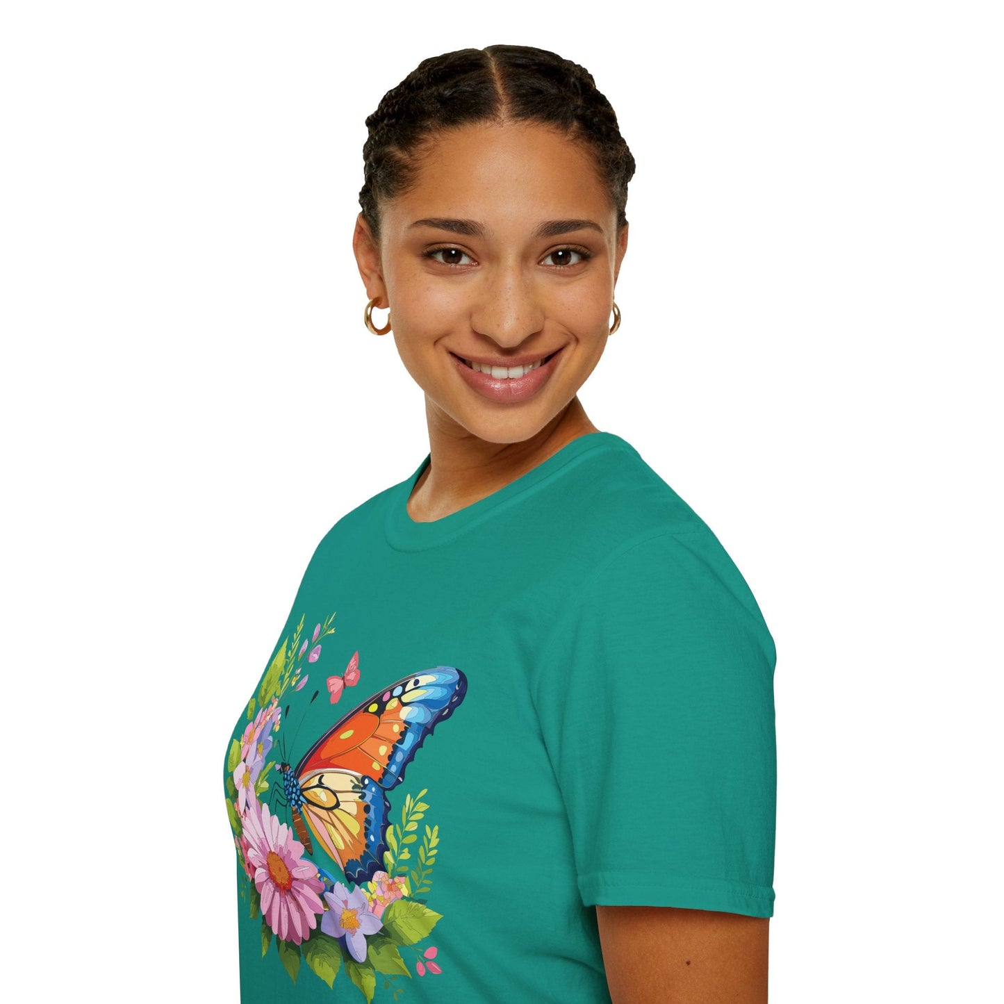Butterfly T Shirt Unisex Short Sleeve Gildan Softstyle 64000 Monarch Butterfly Design Graphic