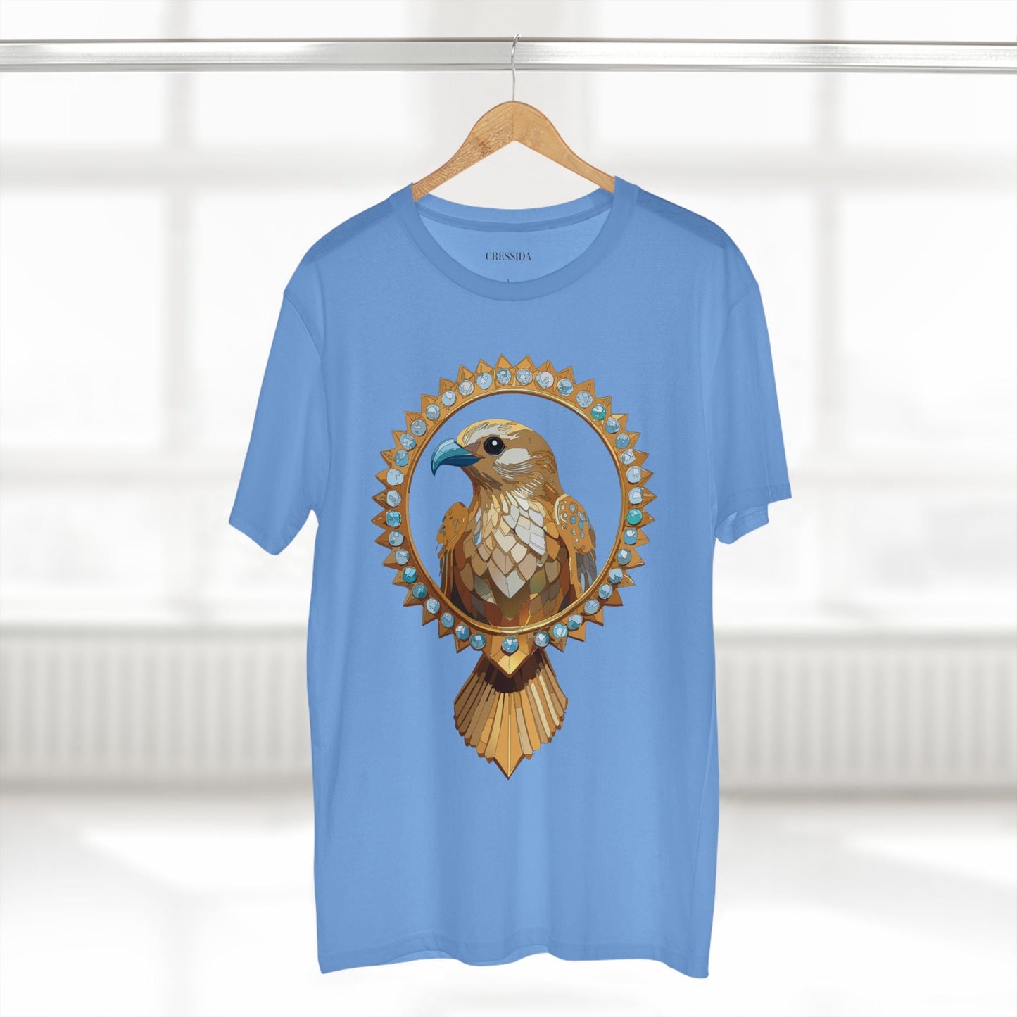 Bird Graphic Unisex 100 Cotton Tee With Unique Animal Golden Medallion Art Design 18