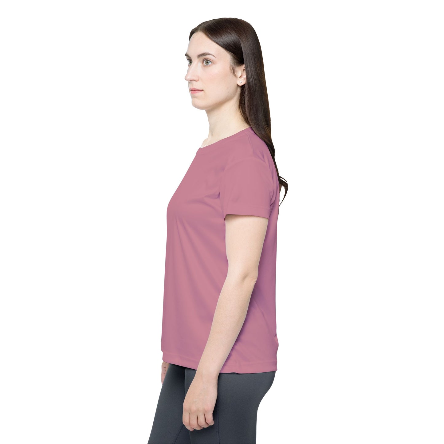 Old Rose Women's Sports Jersey Short Sleeves 100% Poly Solid Rose Mauve Color Print Athletic Tee
