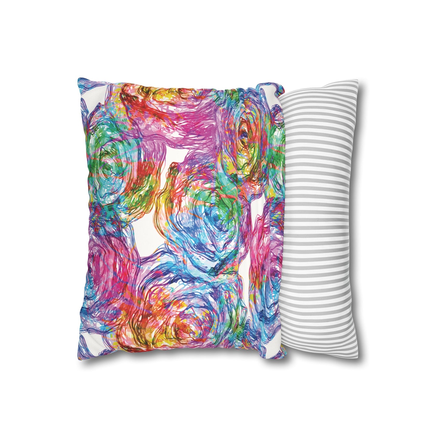 Faux Suede Pillowcase with Abstract print