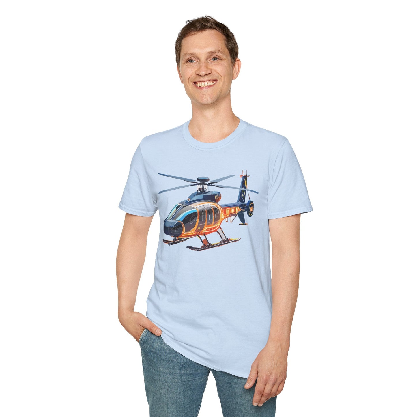 Unisex Helicopter Graphic T Shirt Softstyle 64000 Short Sleeve Chopper Tee For Everyday Comfort