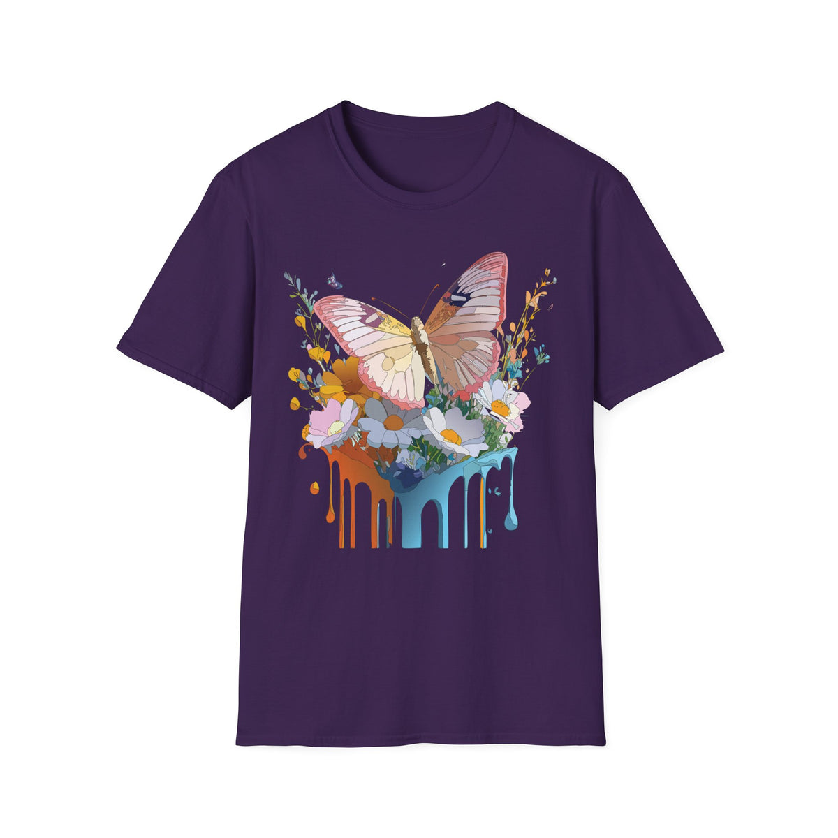 Butterfly Floral Drip Graphic Tee Unisex 100 Cotton Gildan T-Shirt
