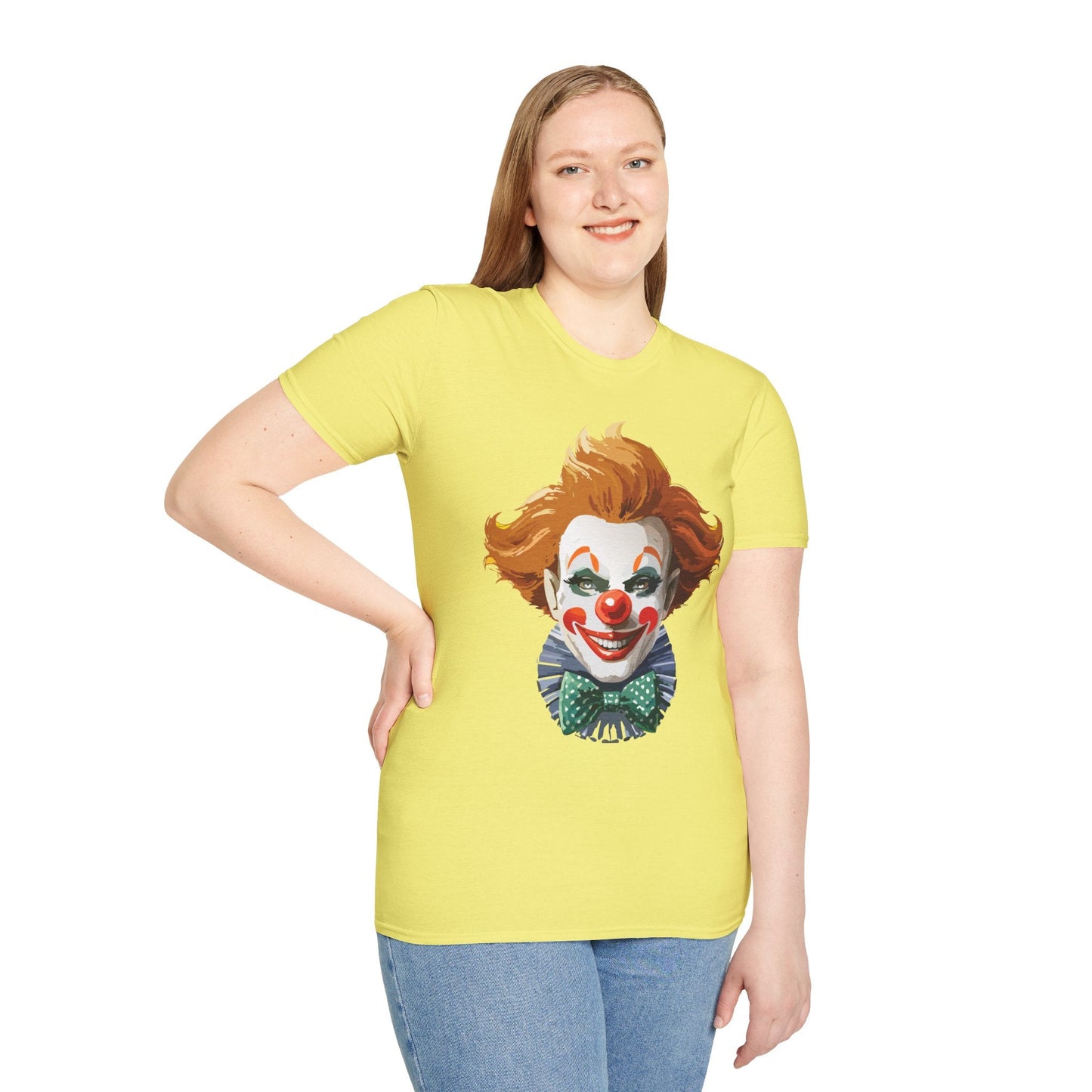 Clown Theme T Shirt Funny Man Circus Scary Man Unisex Gildan Softstyle Graphic Tee Everyday Wear