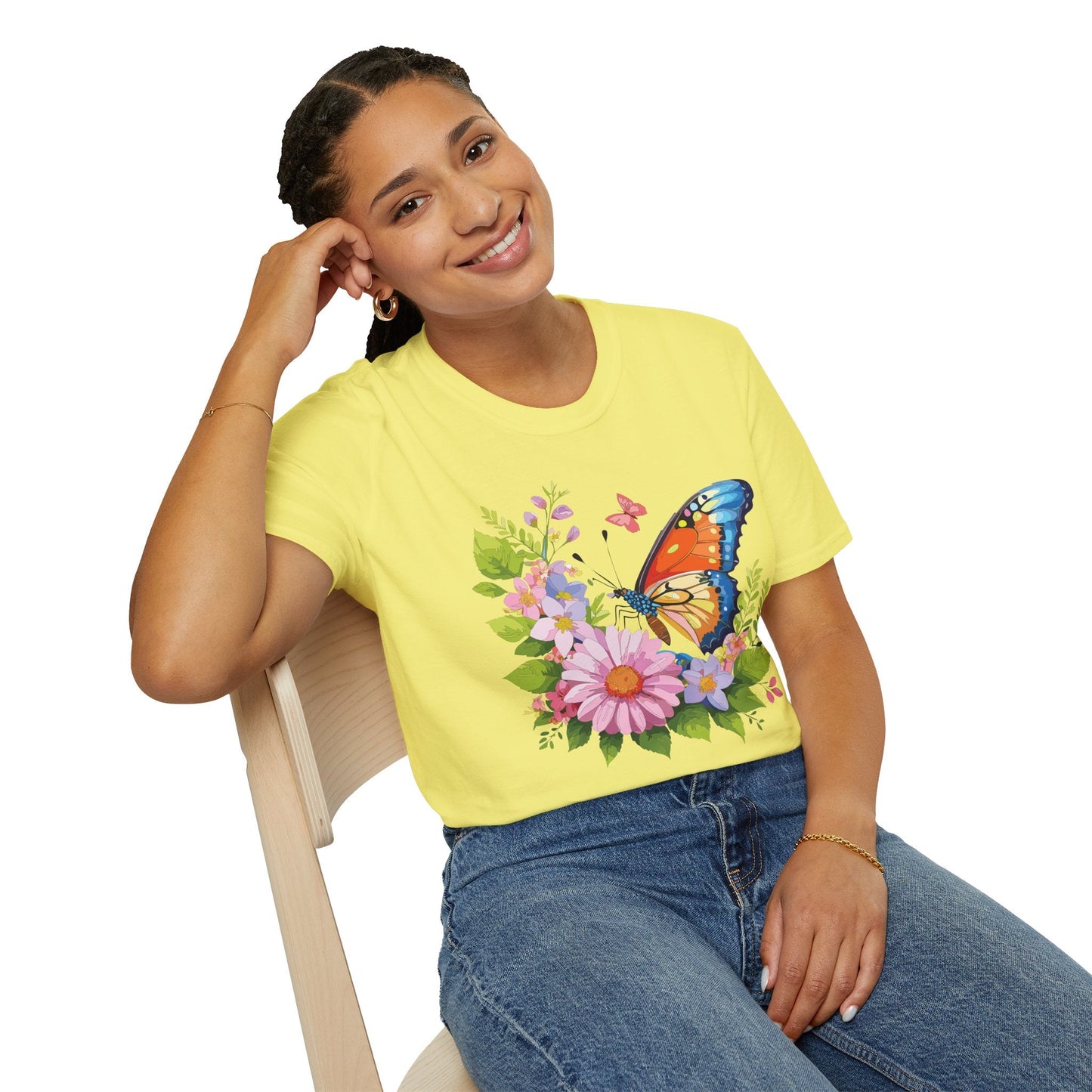 Butterfly T Shirt Unisex Short Sleeve Gildan Softstyle 64000 Monarch Butterfly Design Graphic