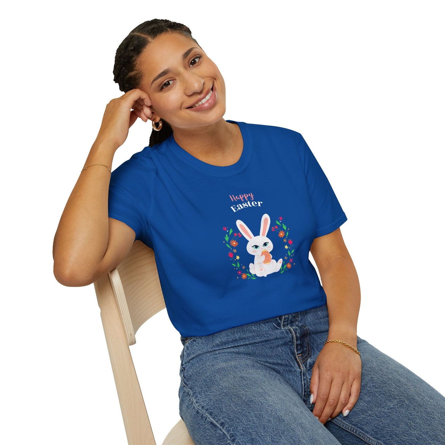 Easter Bunny T Shirt Unisex Gildan Softstyle Tee 100 Percent Ring Spun Cotton Easter Design