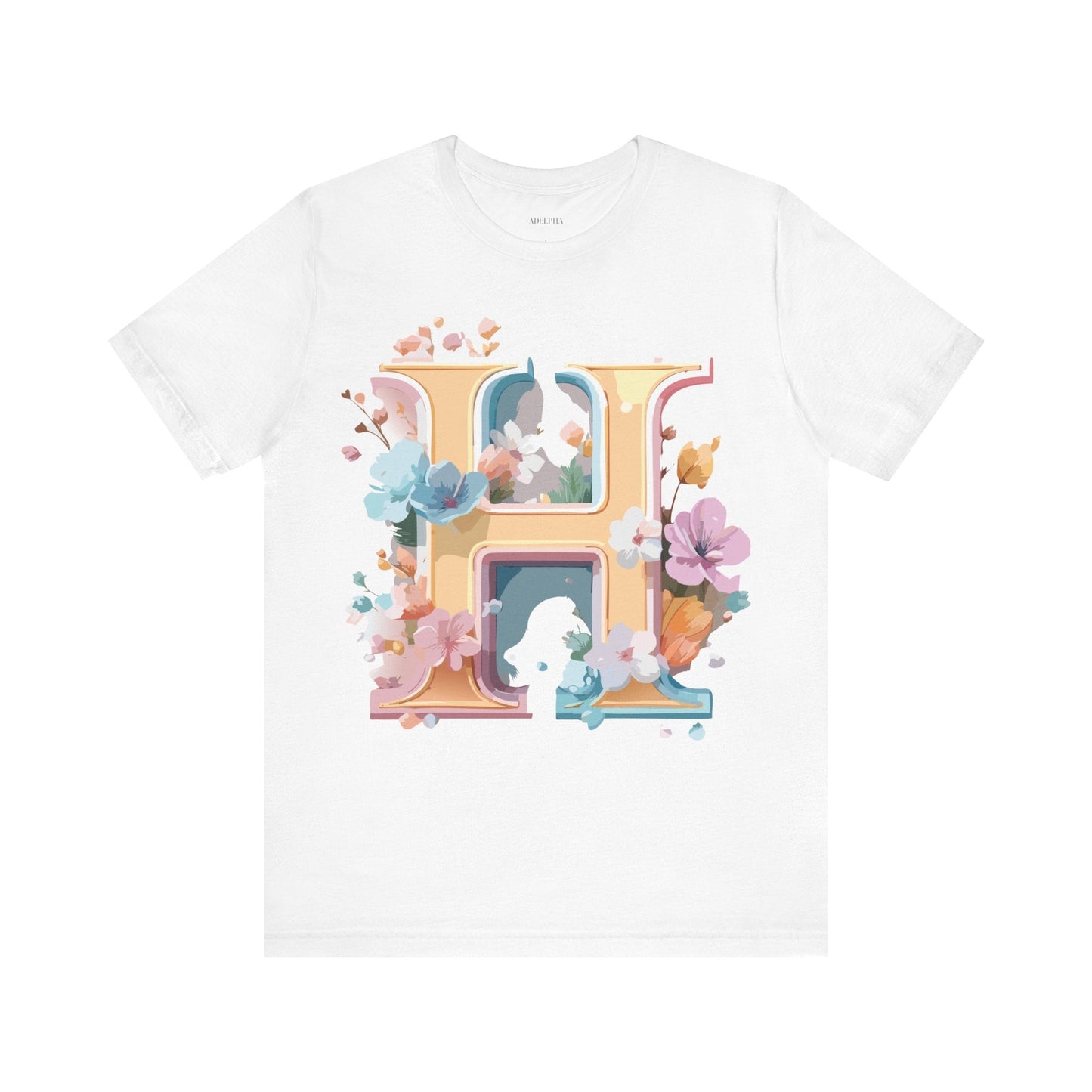 Adelpha Letter H Graphic Tee Unisex Jersey Short Sleeve Vintage Inspired Art Design Shirt