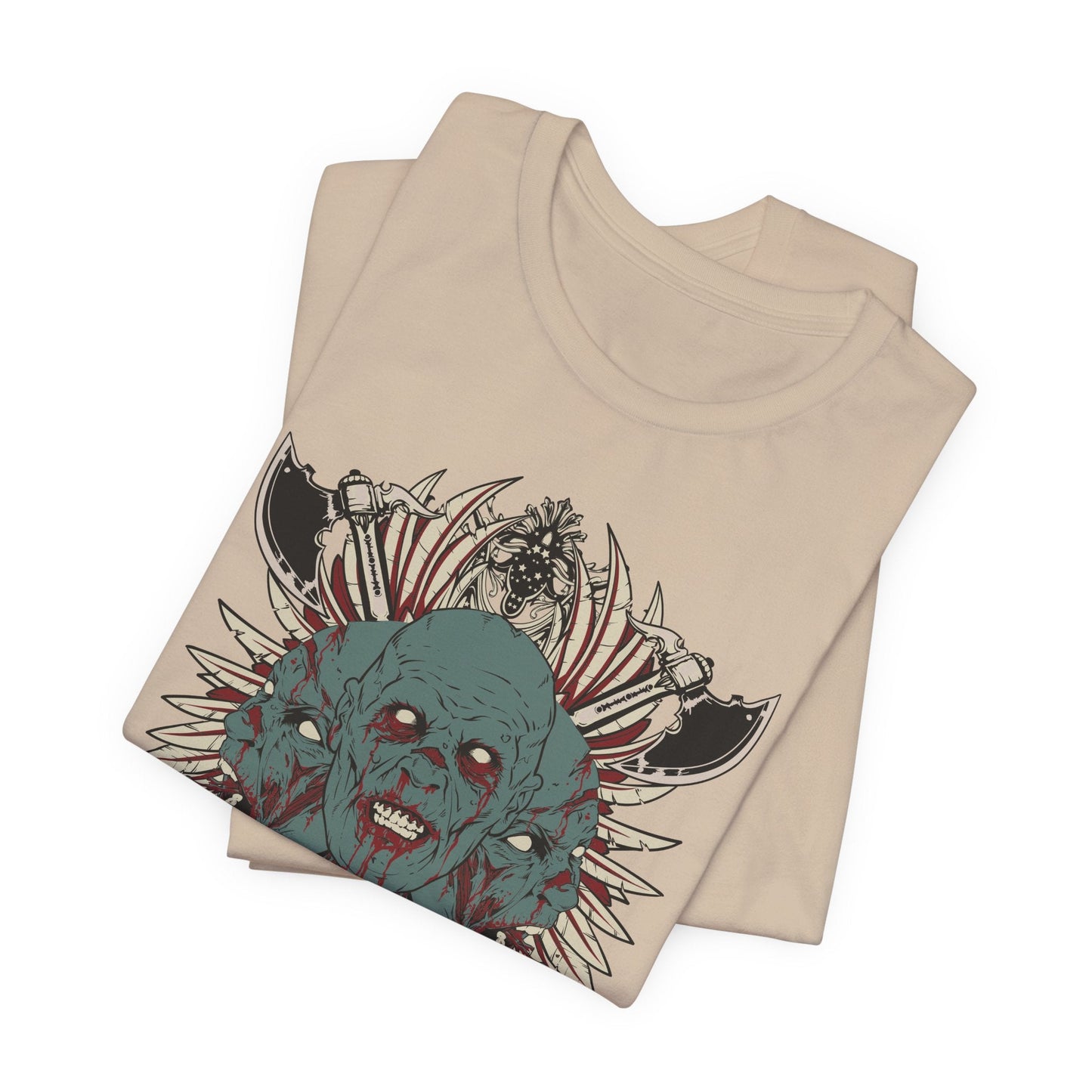 Zombie Skull Mandala T-Shirt Horror Graphic Tee, Gothic Skull Art-54-2