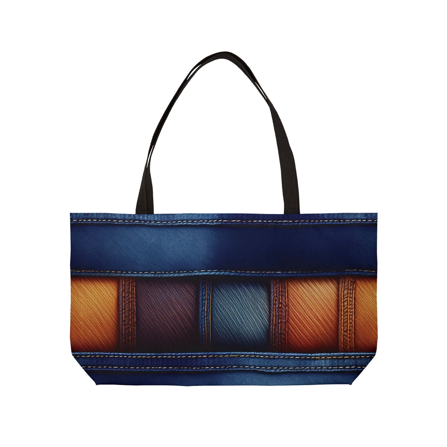 Denim Print Weekender Bag High-Quality 100% Spun Polyester 24x13 Canvas Bag 8