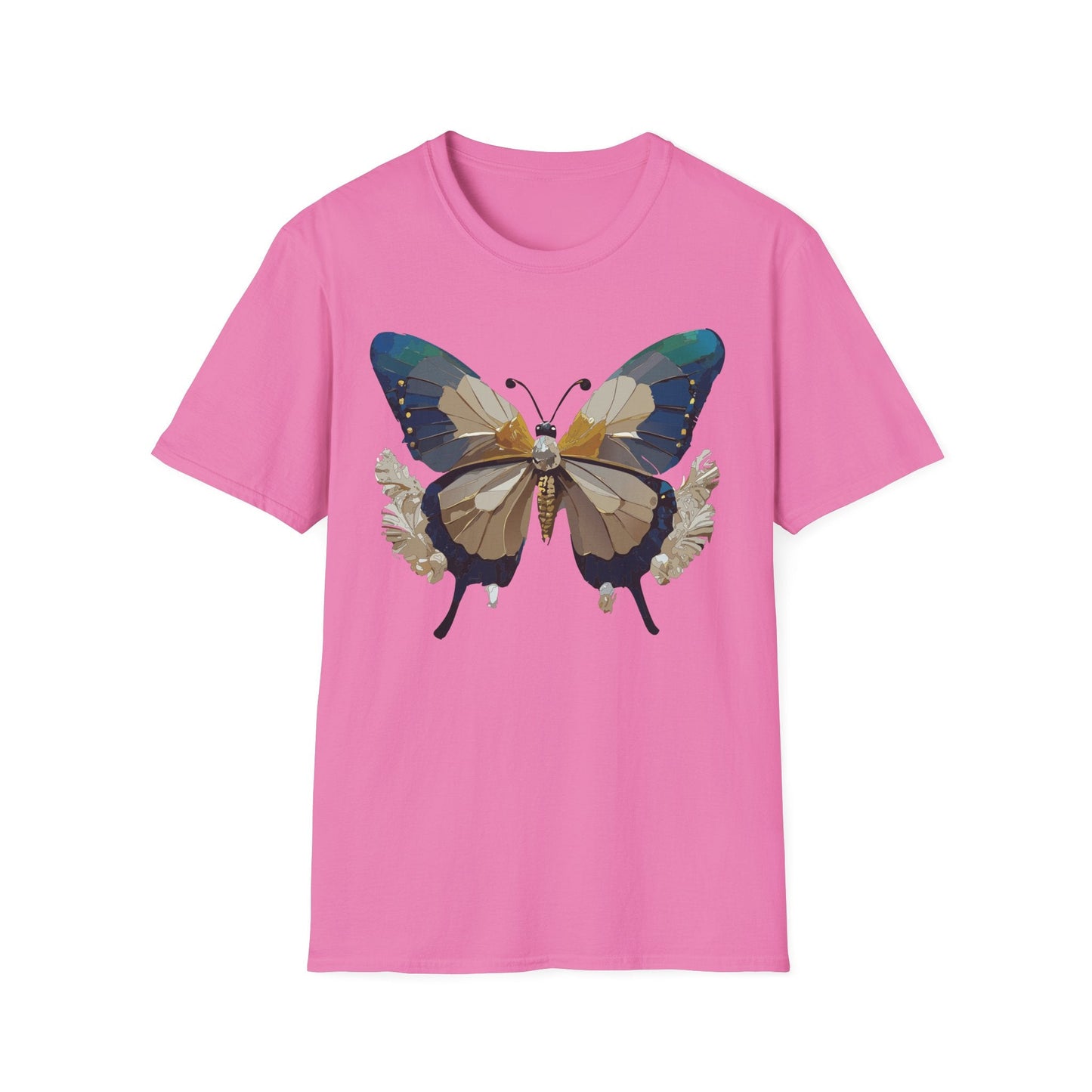 Butterfly Themed Unisex T Shirt With Monarch Design Gildan Softstyle 64000 Premium Ring Spun Cotton