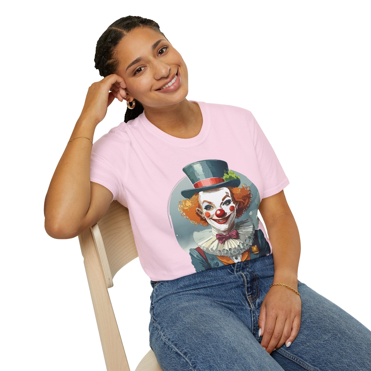 Unisex Clown Shirt Funny Man Circus Design Hundred Percent Ring Spun Cotton Gildan Softstyle Tee