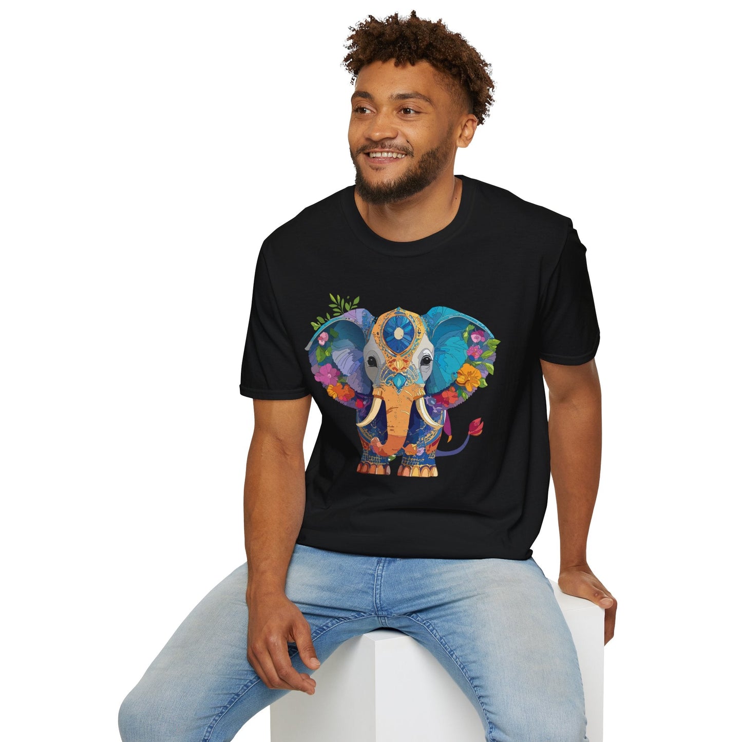 Elephant Graphic Shirt For Adults Unisex Softstyle Tee 100 Percent Cotton Gildan 64000
