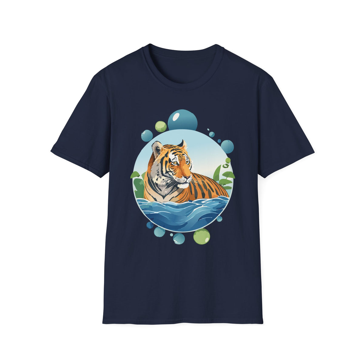 Tiger Portrait T-Shirt | Watercolor Jungle Circle Design