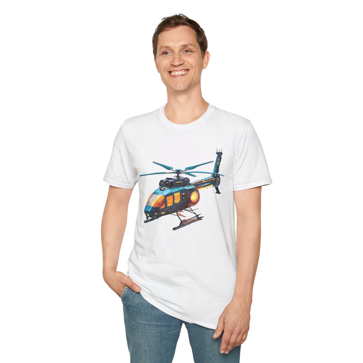 Chopper Helicopter Shirt Unisex Gildan Softstyle 64000 Cotton Tee Short Sleeve Graphic Tee