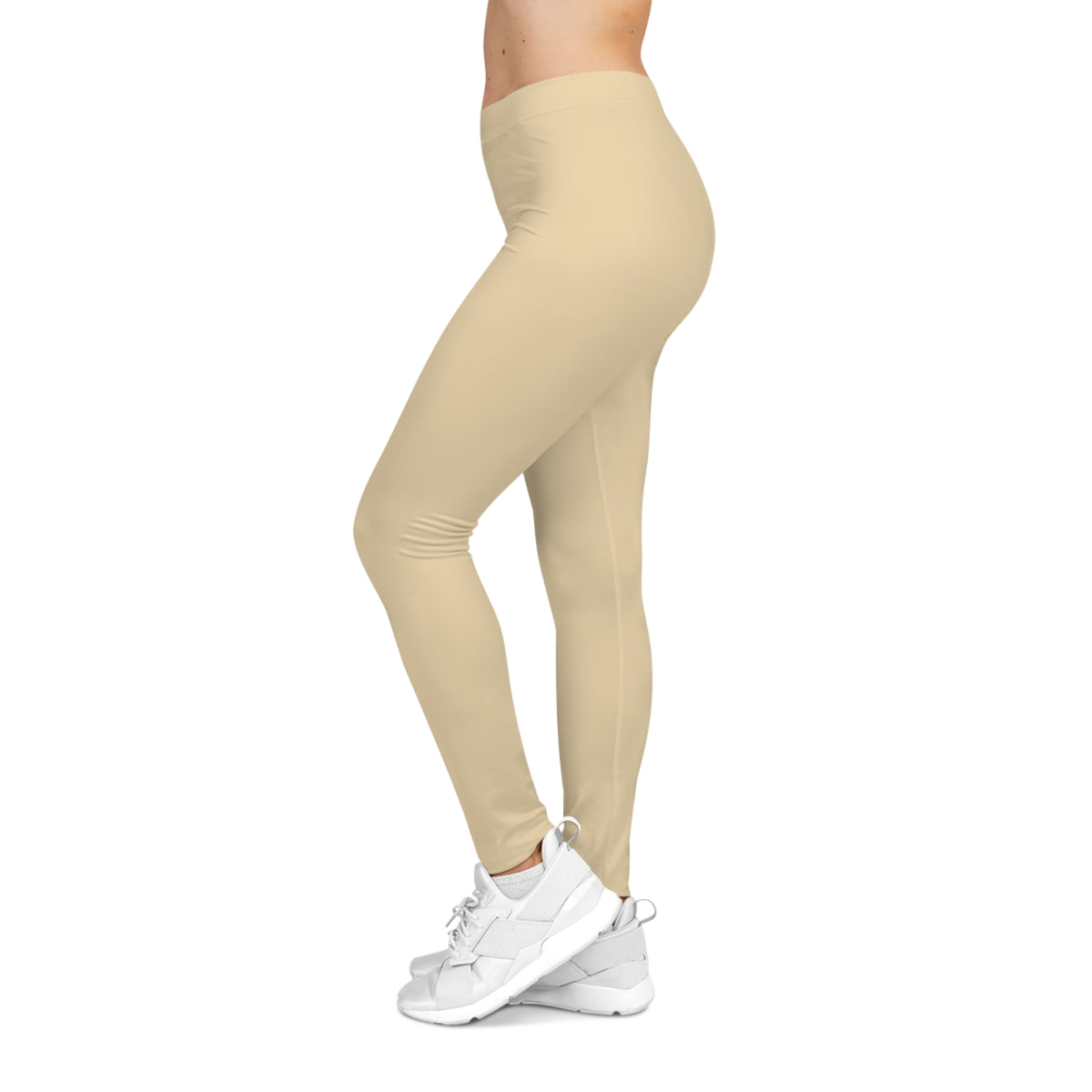 Wheat Cream Tan Color Women's Poly-Span Casual Leggings XS-2XL