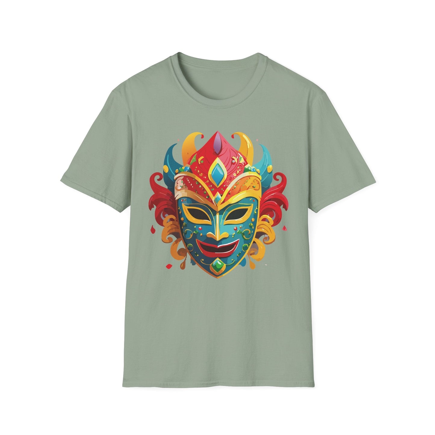 Unisex Mask Tee Shirt Gildan Softstyle 64000 Ring Spun Cotton Breathable Masquerade Design