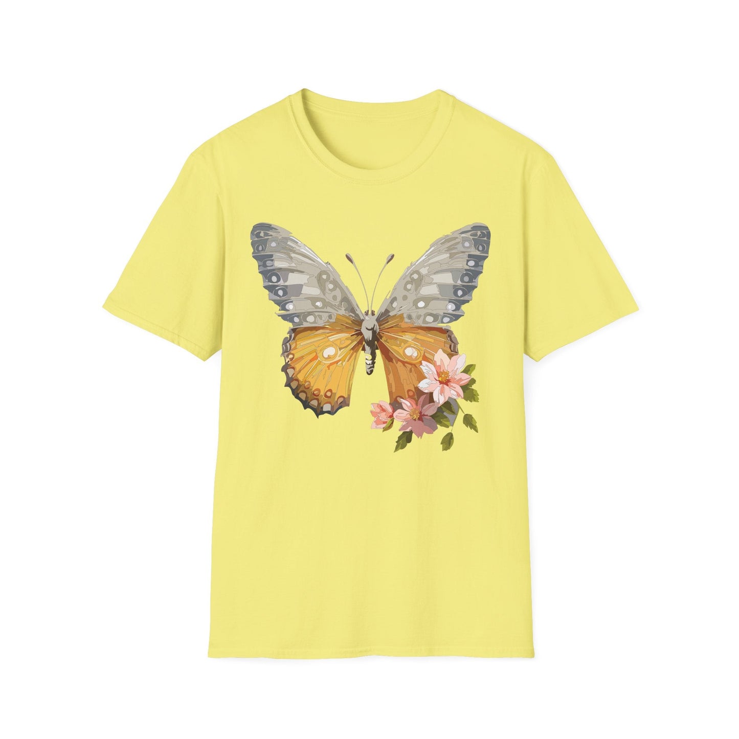 Unisex Butterfly T Shirt Monarch Print Softstyle Cotton Tee Gildan 64000 Lightweight Comfort