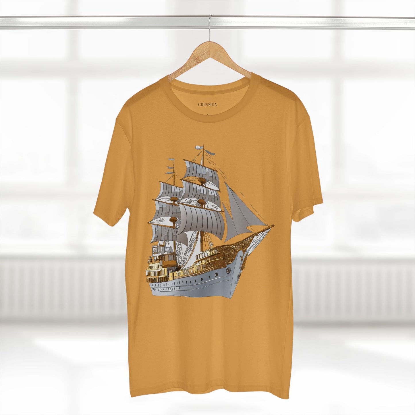 Ship Graphic Unisex 100 Cotton T-Shirt with Gold Frigate Art Design 5